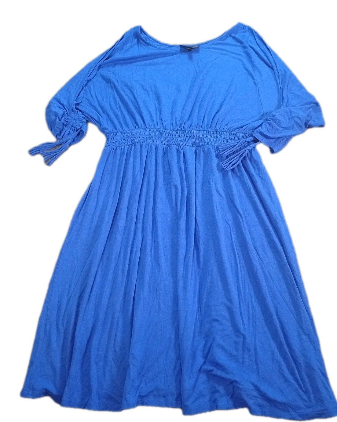 Lane Bryant Royal Blue Cold Shoulder Smocked Waist Dress Women's Sz 14/16 Tassel